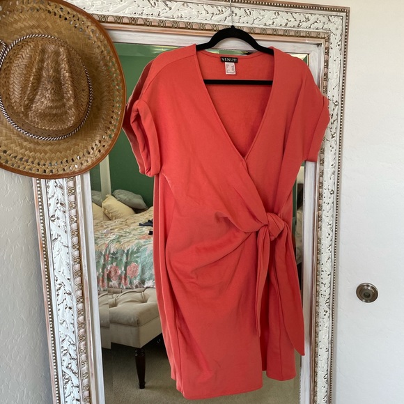 Coral Wrap Dress - Picture 1 of 4
